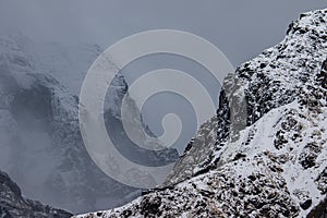 Layered Himalayan Foggy Mountains