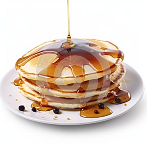 Layered Imagery Of Pancakes Falling In Syrup: A Stonepunk Yankeecore Delight