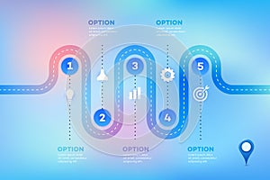 Layered Infographic Timeline. Vector Roadmap, Template For Modern Business Presentation, Annual Reports, Layouts