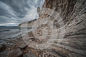 Layered limestone cliffs
