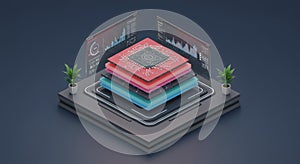 Layered Microchip Technology Data Processing System Visualization: Advanced Computing Architecture