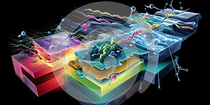 Layered Molecular Energy Network Illustration