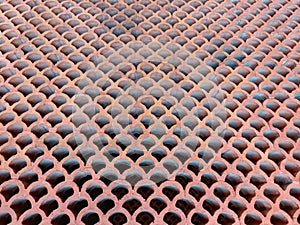 Layered pattern of curved bricks wall