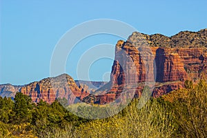 Layered Red Rock Formations In Arizona Mountains