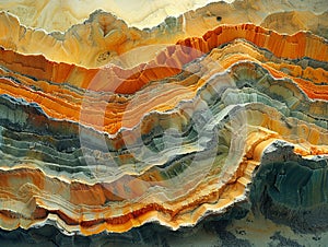 Layered rock formations in a canyon