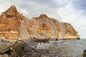 Layered rocks of Bolata Bay