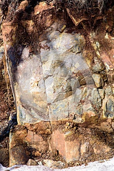 Layered Rocks under the Forest