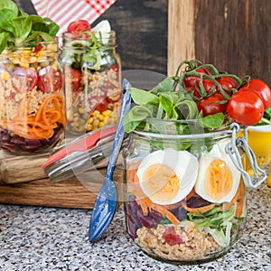 Layered salad in a jar