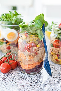 Layered salad in a jar