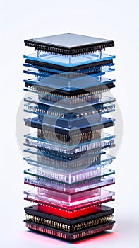 Layered Silicon Chips Technology Stack