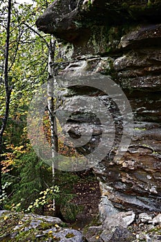 Layered stone megaliths from sandstone in the Kamenny Gorod tract