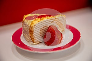 Layered Strawberry Crepe Cake