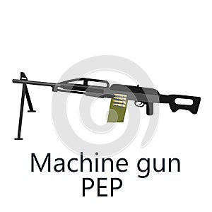 Layered vector illustration of Machine Gun PEP, military weapon automatic machinegun