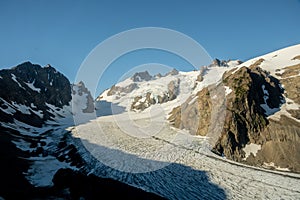 Layers of Blue Glacier Spread Below Mount Olympus