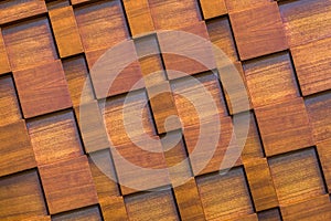 Layers of brown wood decoration on wall.modern decor.texture on wall.