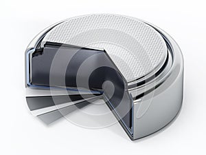 Layers of a button cell. Cross section 3D illustration