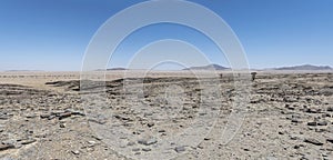 layers and crumble of basalt rocks in Naukluft desert, near Kriess se rus, Namibia