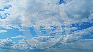 Layers Of Different Cloud Types With Blue Skies Cloudscape Background. Water Vapor Condense To Form Huge Cloud