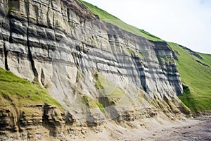 layers exposed in erosional cliff face