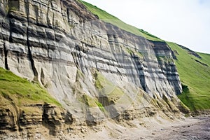 layers exposed in erosional cliff face photo