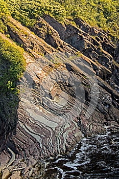 Layers Of Exposed Rock At The Base Of Chutes De La Chaudiere