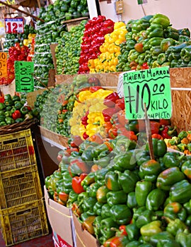 Layers of fresh bell peppers