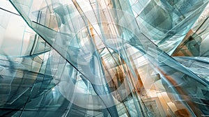 Layers of glass and metal create a hazy ethereal backdrop distorting the true form of the abstract architecture.