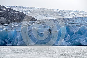 The layers of ice on the glacier of Lake Grey, Patagonia