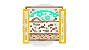 layers of material in composter color icon animation