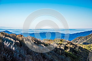 Layers of mountains on horizon