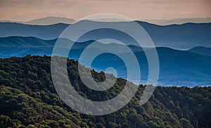 Layers of ridges of the Blue Ridge Mountains, seen from Stony Ma