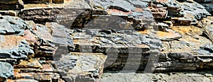 Layers of rock formations. Wide background texture