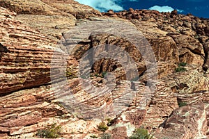 Layers in the rocks of the Calico Hills, Red Rock Canyon National Conservation Area, Nevada, USA