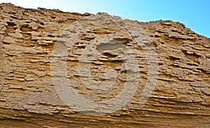 The layers of sedimentary rock in Qeshm Island