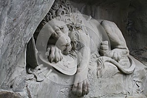 Laying down Lion statue Monument at Lucerne, Switzerland, attractive sculpture landmark