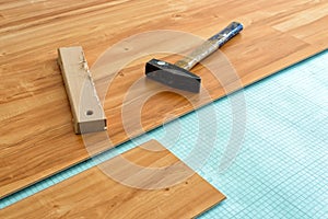 Laying of parquet floor