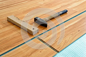 Laying of parquet floor
