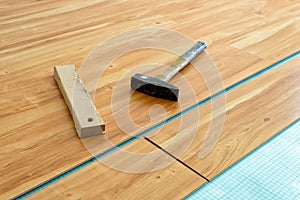 Laying of parquet floor