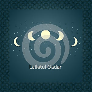 Laylatul Qadar. moon. Arab pattern.
