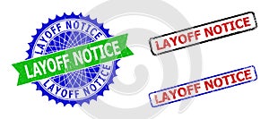 LAYOFF NOTICE Rosette and Rectangle Bicolor Stamps with Rubber Surfaces