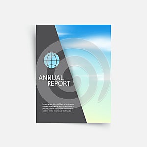 Layout design brochure,annual report,cover.Gray background with blue sky and white clouds.