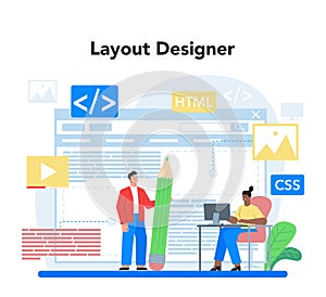 Layout designer concept. Web development, mobile app design