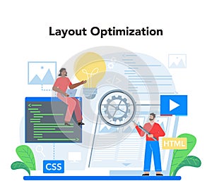 Layout designer concept. Web development, mobile app design