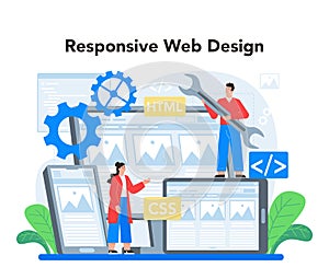 Layout designer concept. Web development, mobile app design