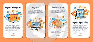 Layout designer mobile application banner set. Web development