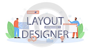 Layout designer typographic header. Web development, mobile