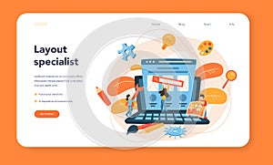 Layout designer web banner or landing page. Web development