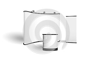 The layout of an empty exhibition stand. Front view. Vector isolated on a white background