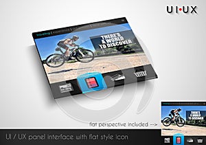 Layout of flat style modern webite panel with icons