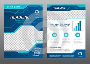 Layout flyer template size A4 cover page blue line art Vector design